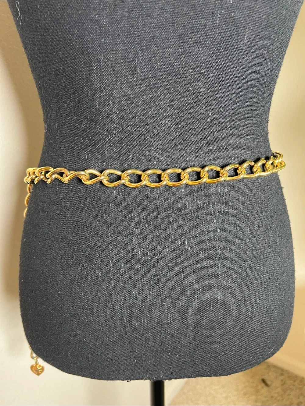 ESCADA Women’s Vintage Gold-Tone Metal Chain Link Rope Twist Belt with Charm